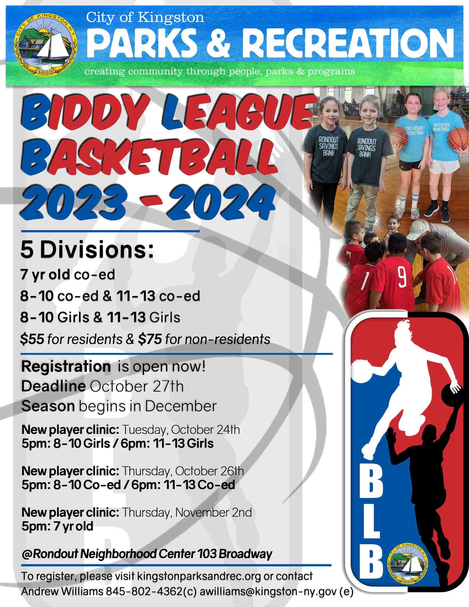 to the City of Kingston, NY Youth Basketball